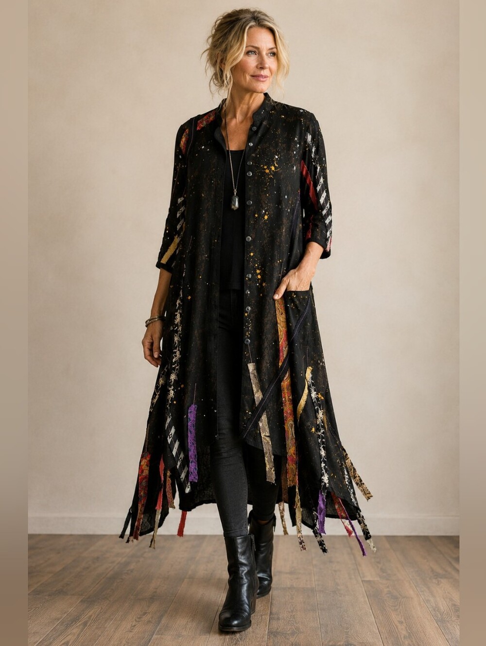 Staley Gretzinger Collectible SG Linen Wearable Art Duster Dress S 9/64